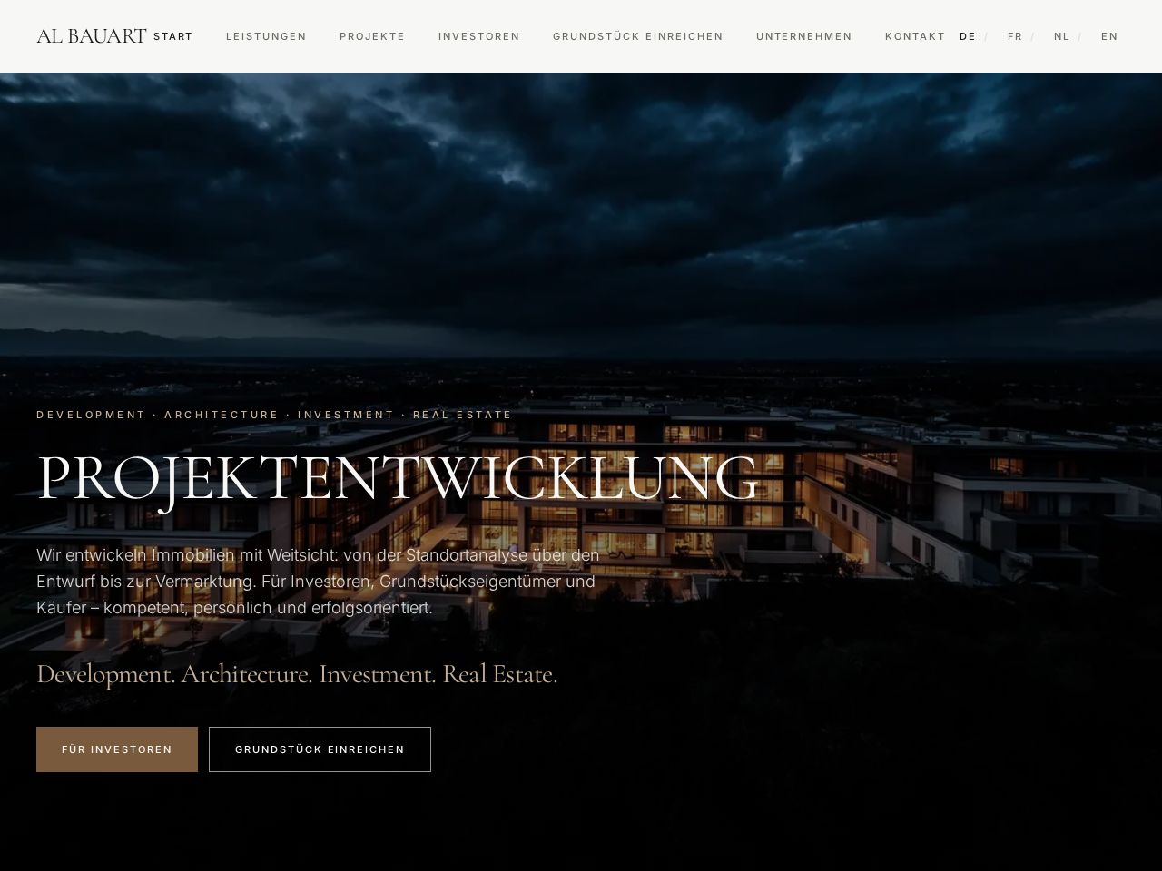 Projektentwickler-Website für Development & Real Estate — AL Bauart