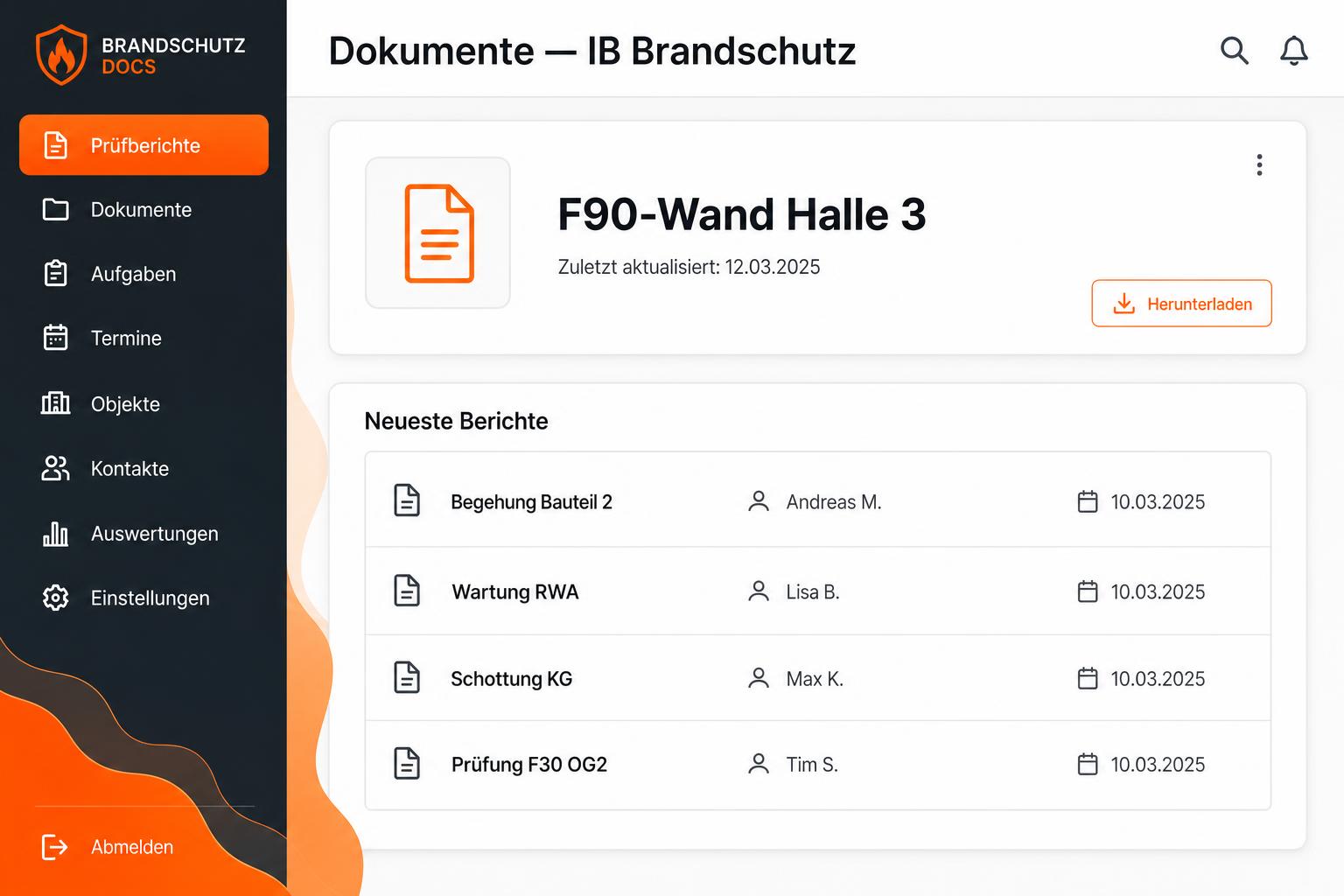 Dokumenten-Verwaltung Brandschutz — Miky