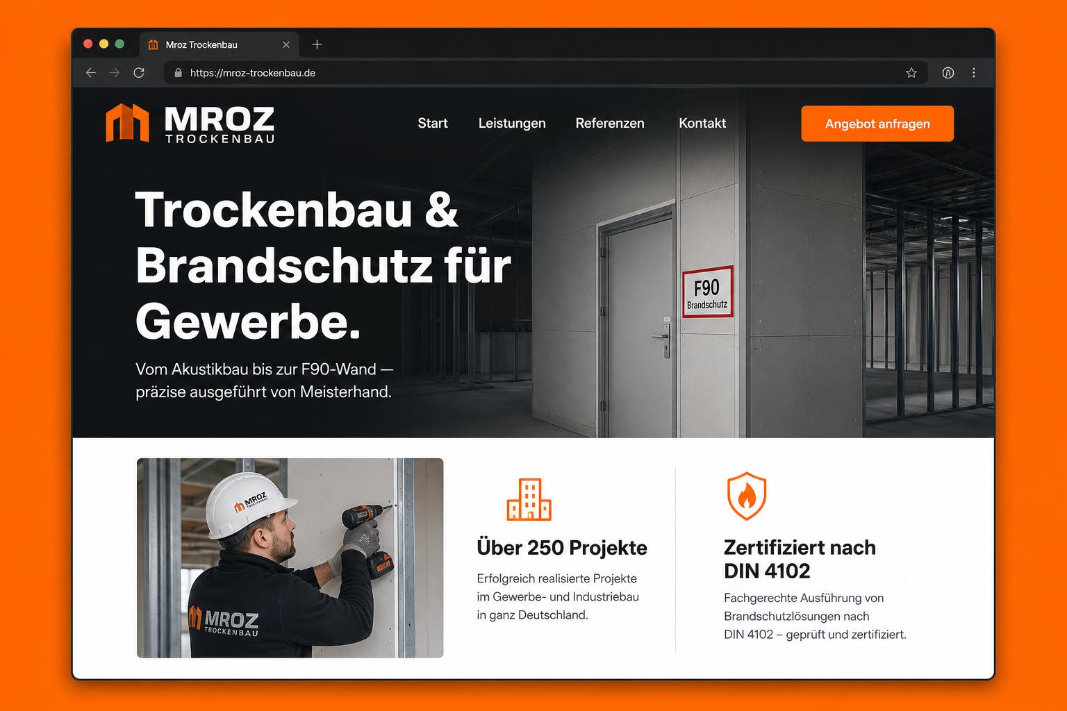 Mroz Trockenbau & Brandschutz Webauftritt — Mroz Trockenbau